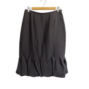 LAFAYETTE 148 New York Black Satin Silk Blend Lined Bubble Hem Skirt sz. 10